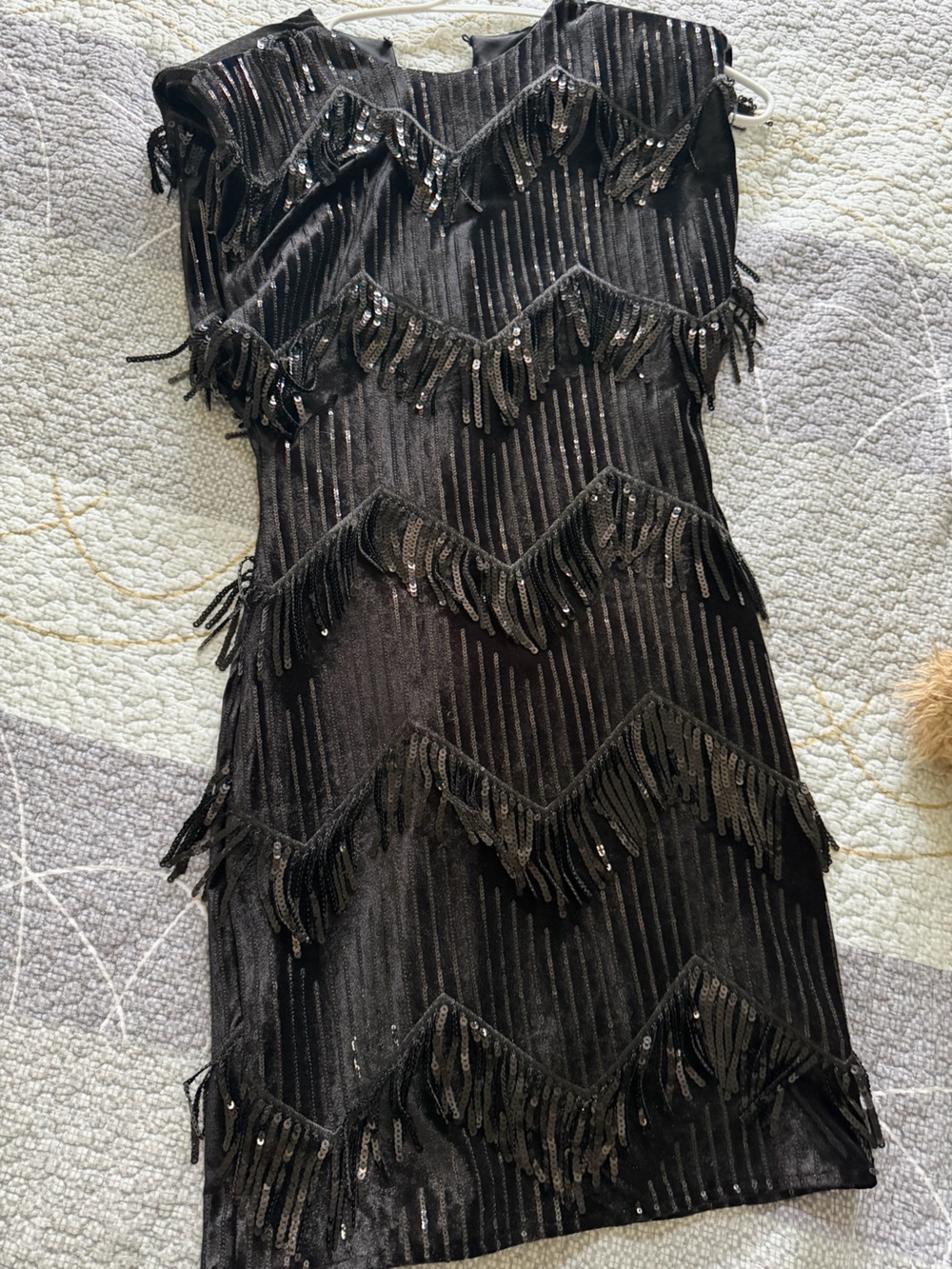 ZARA Women’s Black Sequin Fringe Dress